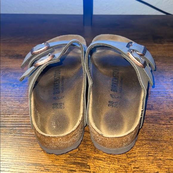 Birkenstock Arizona Gray Leather Two Strap Sandals EU 38 US 7 - Picture 9 of 9